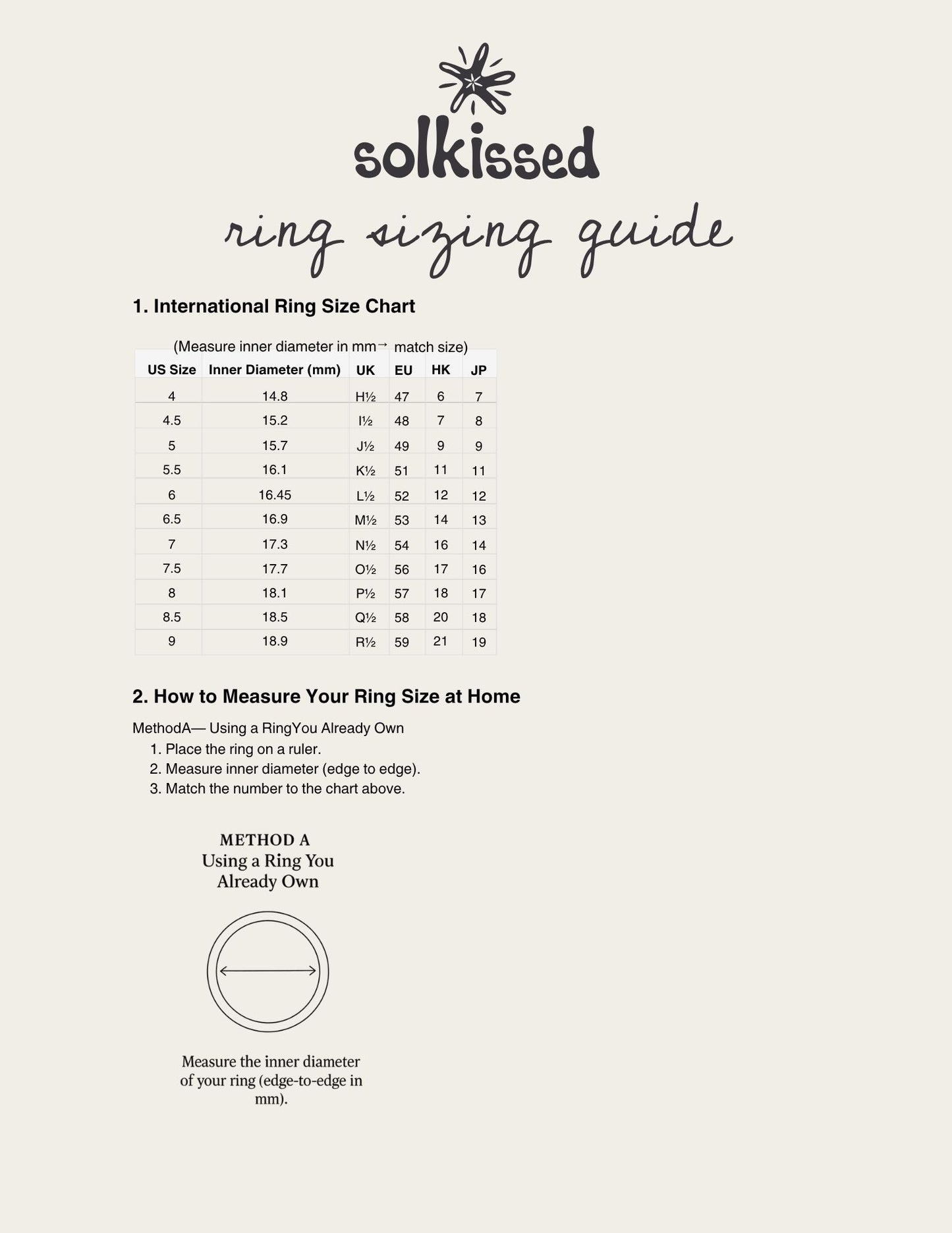 free ring sizing guide