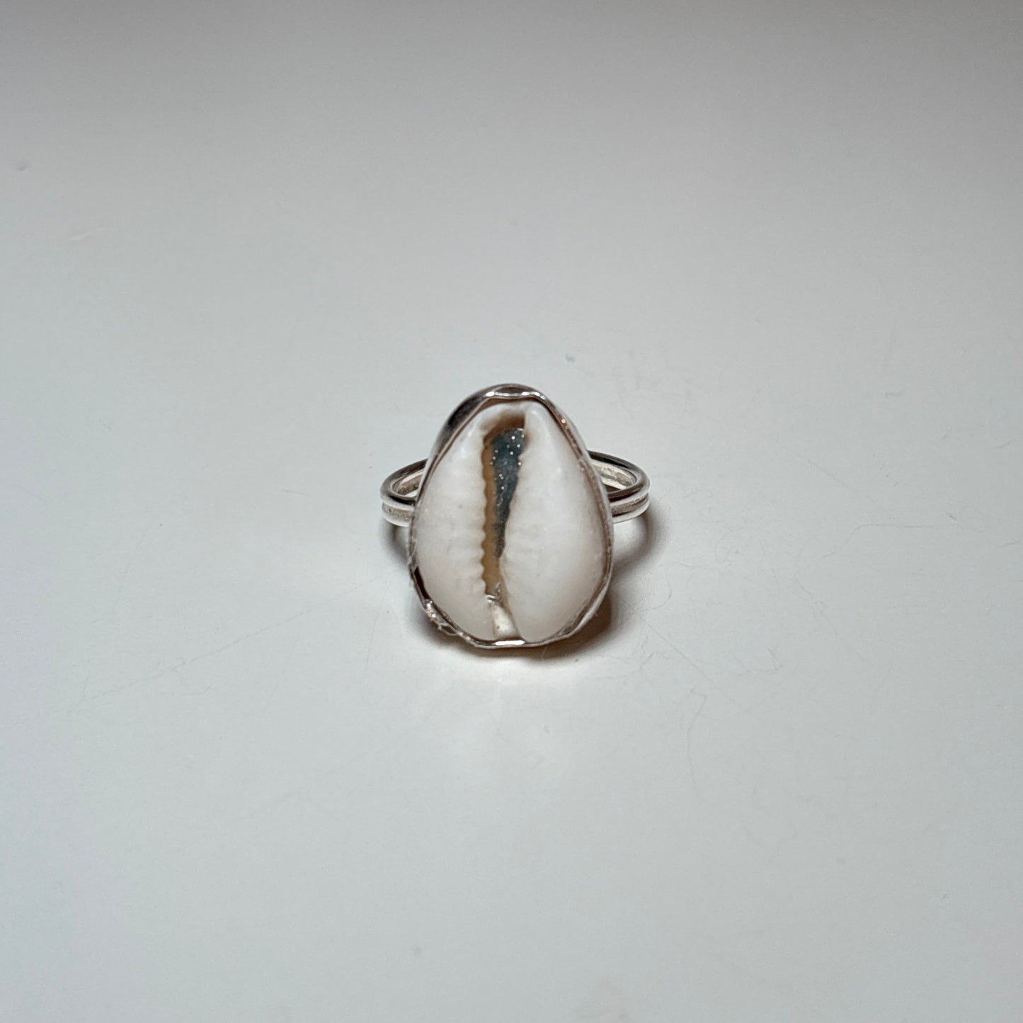 cowrie shell ring- plain bezel
