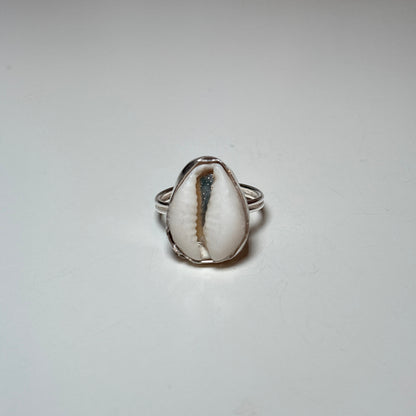 cowrie shell ring- plain bezel