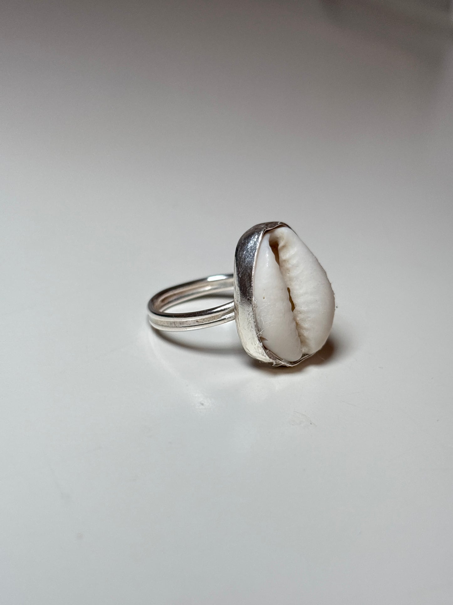 cowrie shell ring- plain bezel
